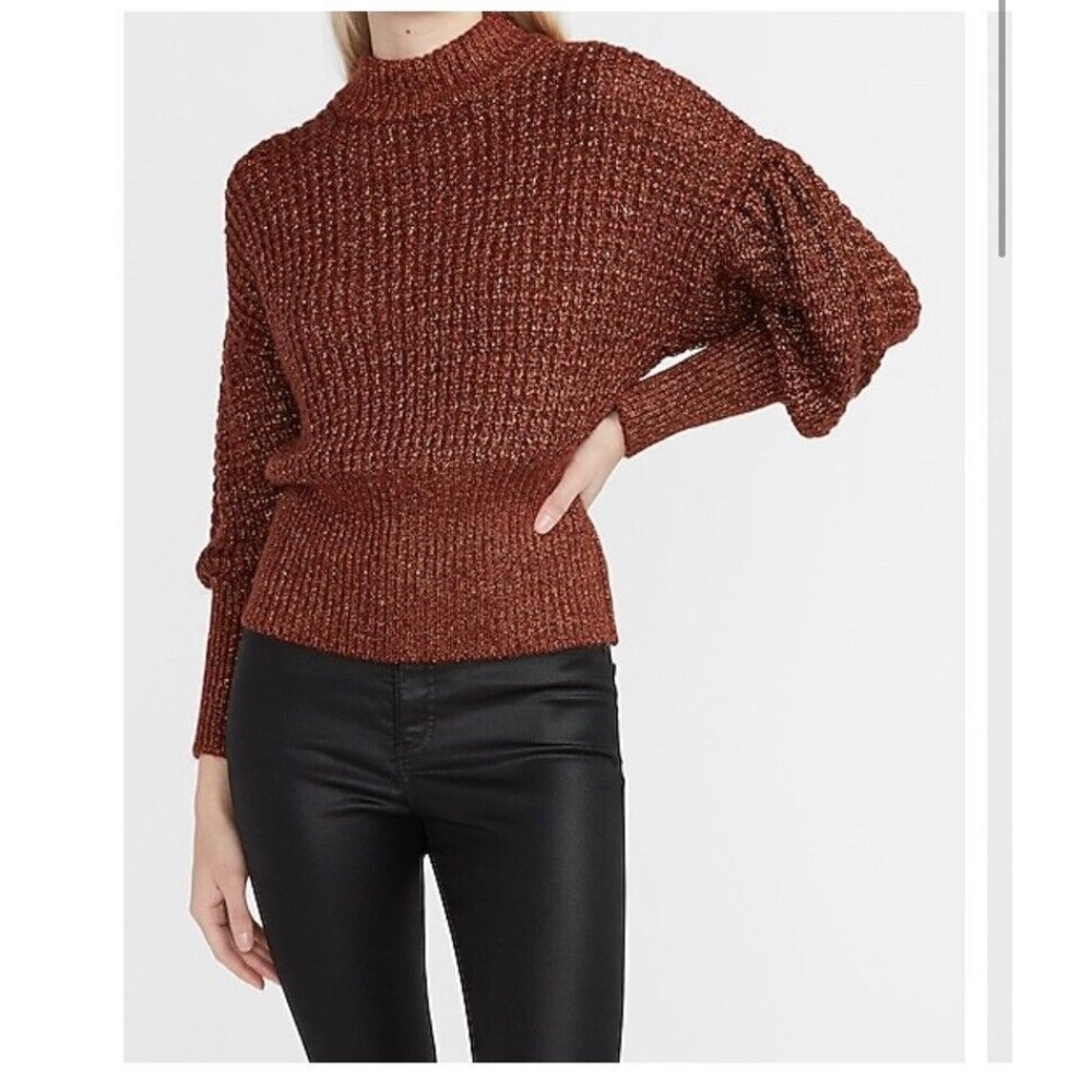 Express Chunky Balloon Sleeve Mock Neck Sweater M